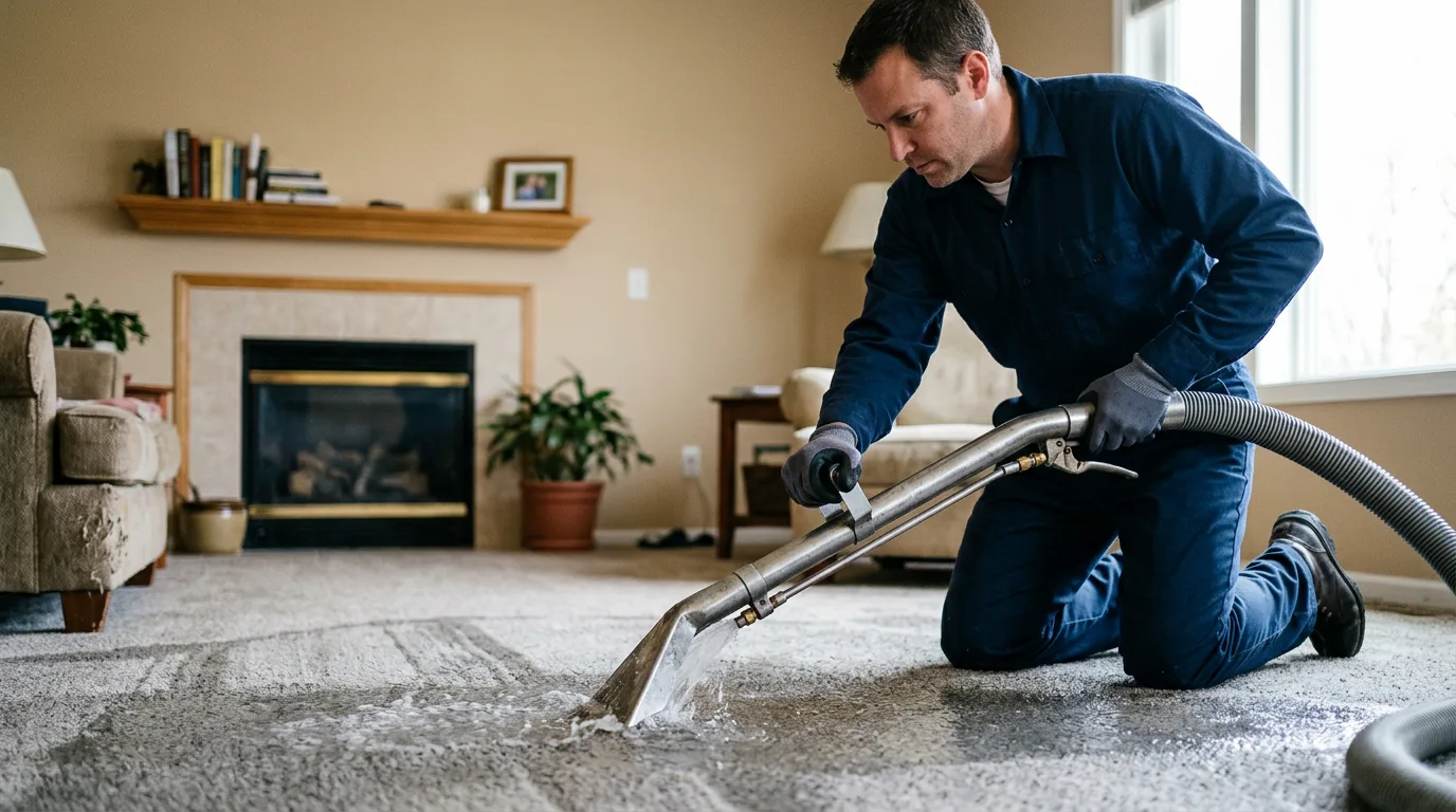 Water damage restoration technician working near Westchester, IL